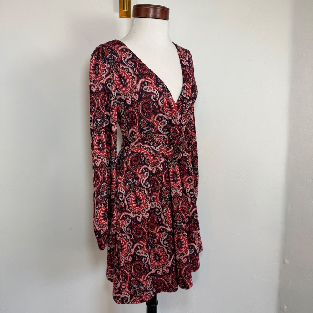 Maeve Anthropologie Paisley Belted Fit Flare Dress Pockets Small Boho Indie 70s - Picture 9 of 15